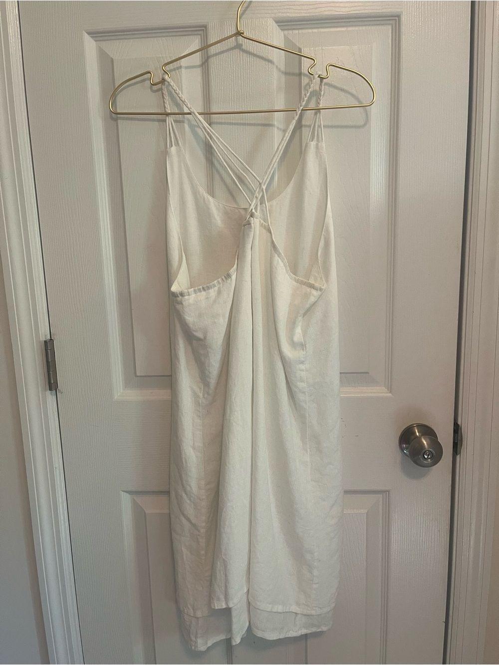 Madison Mathews White Linen Braided Strap Dress – Size L NWOT - Picture 7 of 9